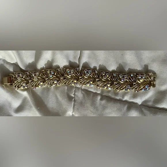 Coro Vintage Jewelry Gold Bracelet with Crystal Details